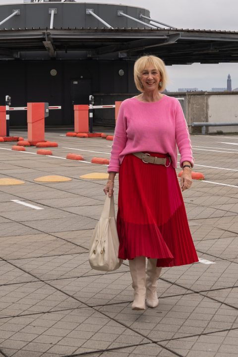 A red and pink skirt outfit - No Fear of Fashion