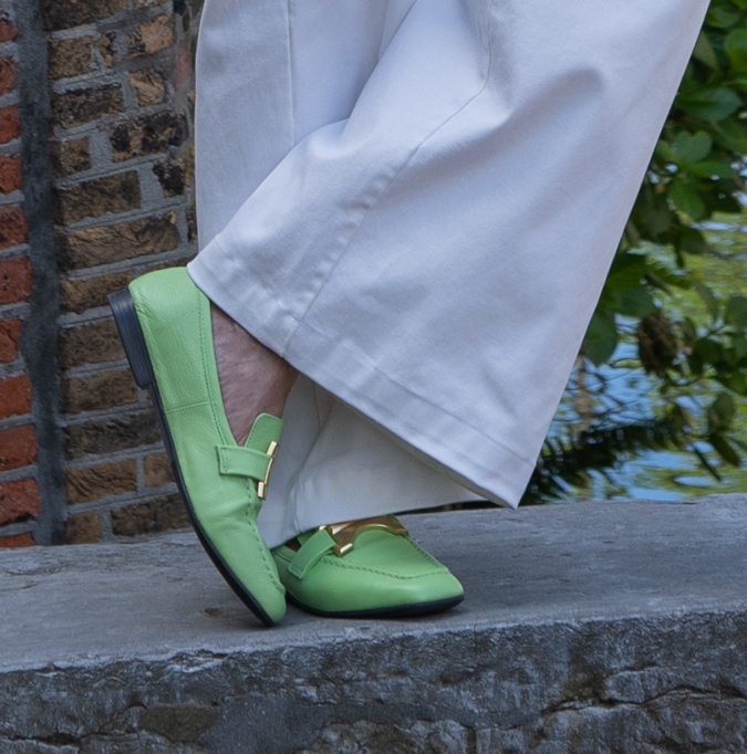Light green flat summer shoes