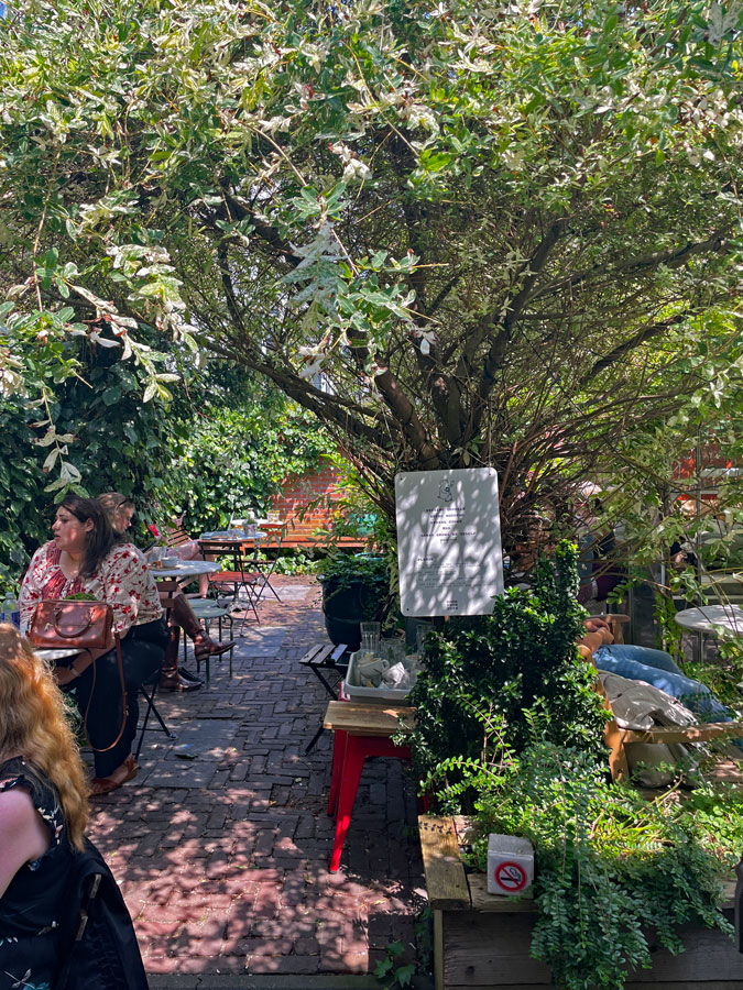 Back garden of the Bookstor Café Noordeinde The Hague