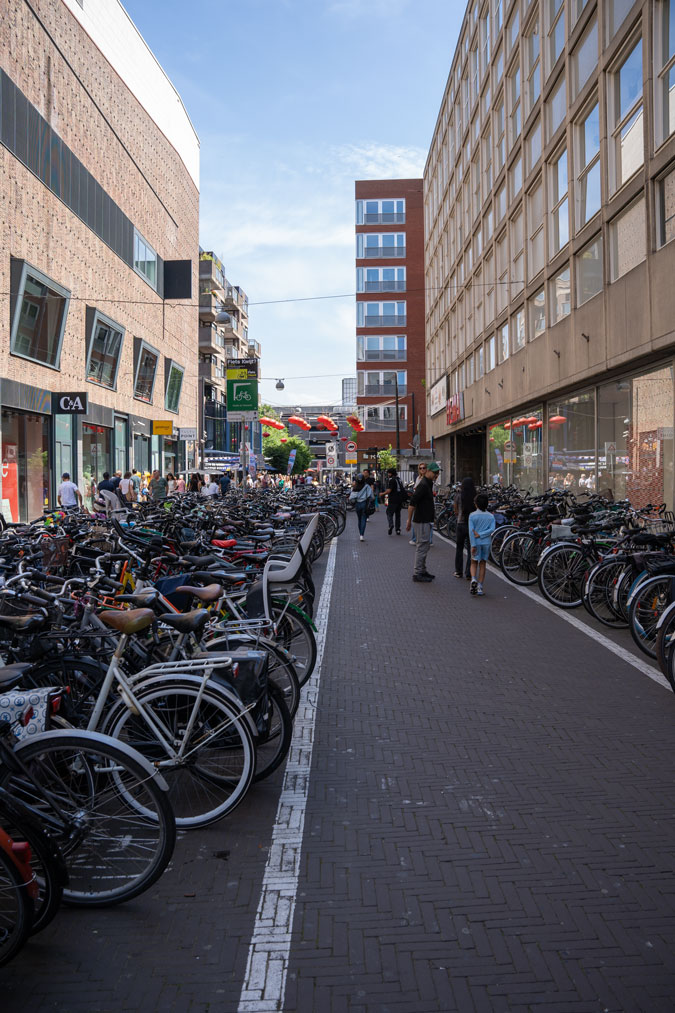 In the centre of The Hague with bicycles everywhere