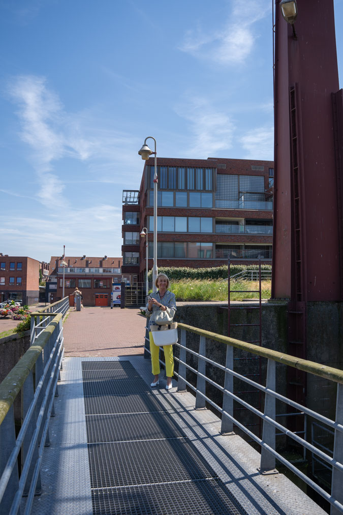 Standing on a lock bridge