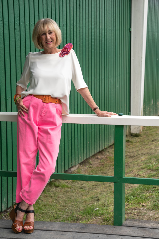 Pink and orange brooch