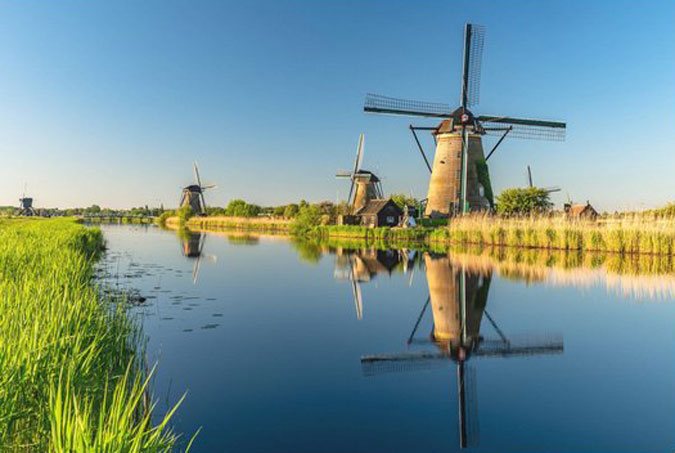 windmills in the sun