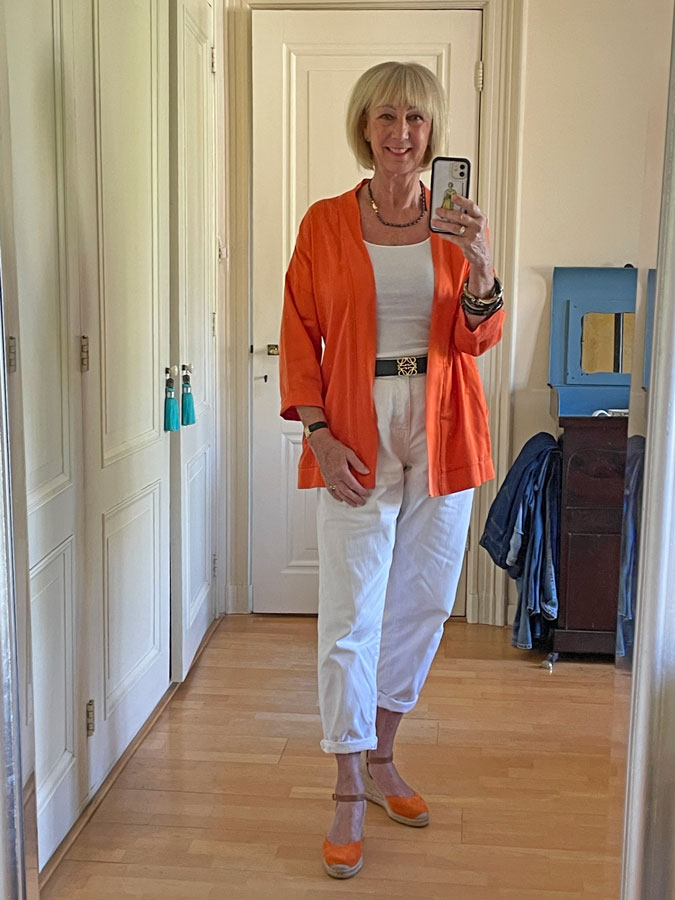 Orange and white outfit